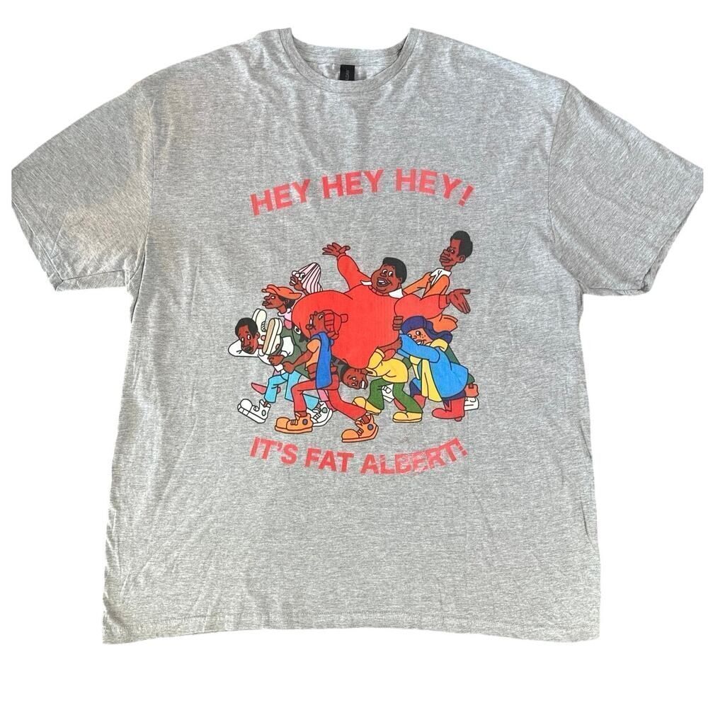 Fat Albert Hey Hey Hey Cartoon Print Men's Size 2XL Vintage Y2K Gray T-Shirt